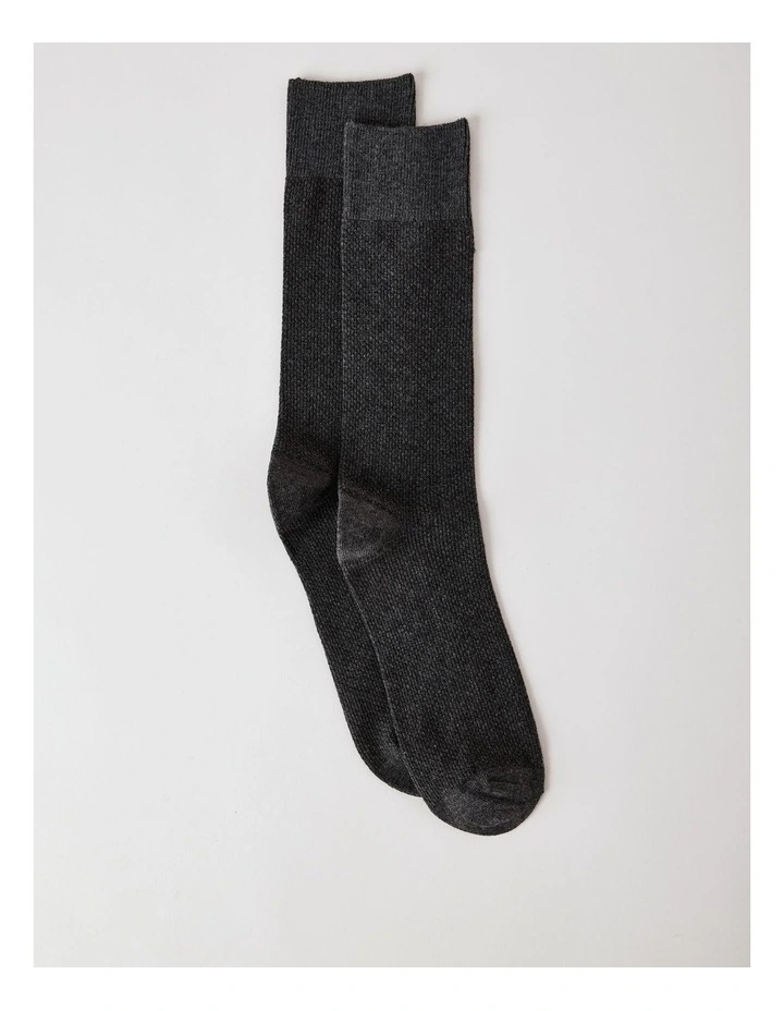 Cotton Waffle Socks in Warm Grey Marle image 1