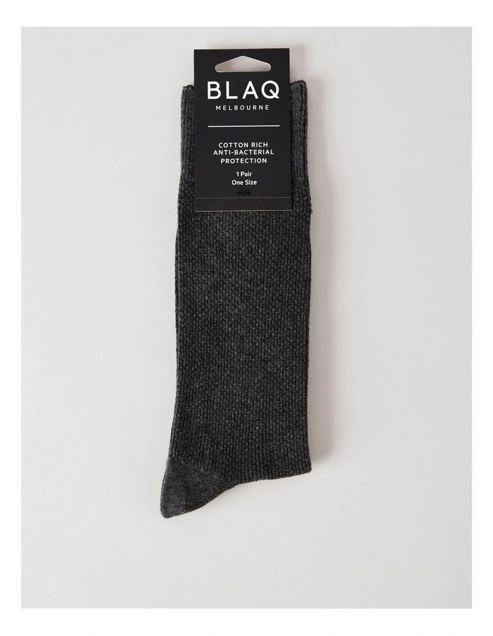 Cotton Waffle Socks in Warm Grey Marle image 3