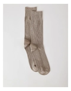 Cotton Waffle Socks in Sand Marle