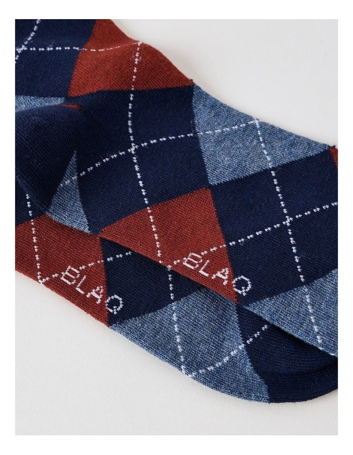 Argyle Cotton Socks in French Navy image 2