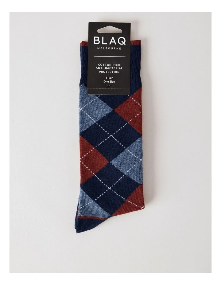 Argyle Cotton Socks in French Navy image 3