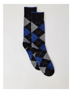 Argyle Cotton Socks in Black