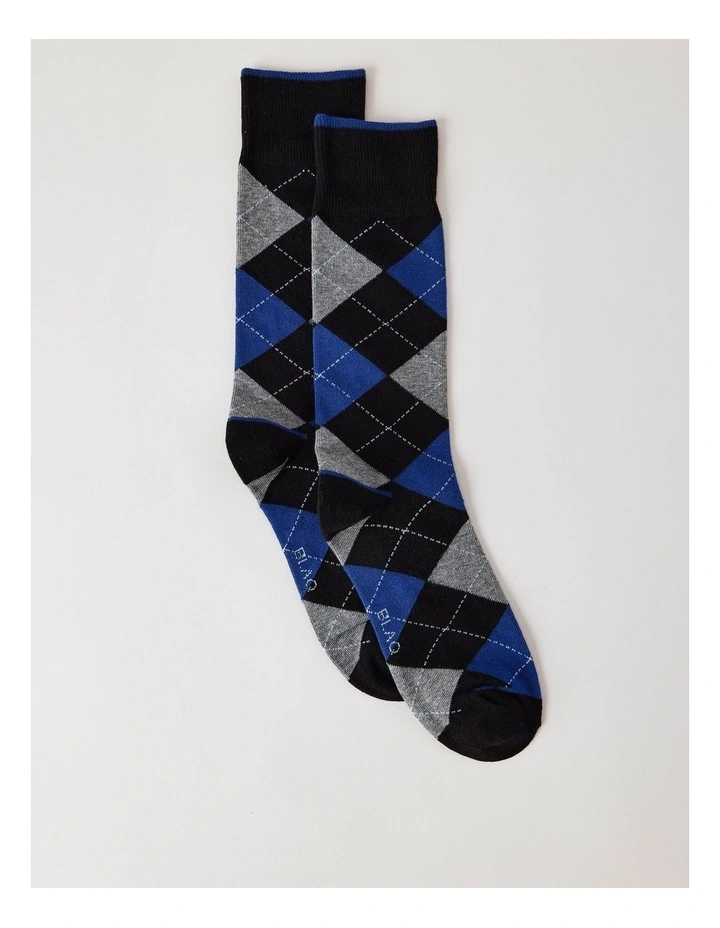 Argyle Cotton Socks in Black image 1