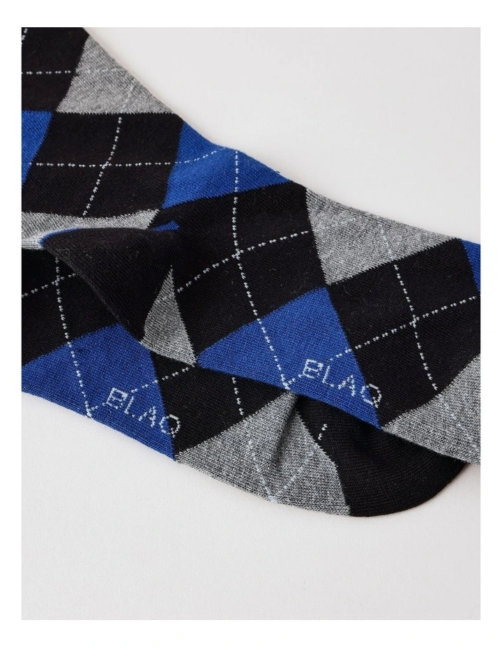 Argyle Cotton Socks in Black image 2