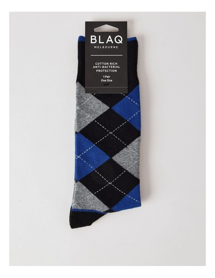Argyle Cotton Socks in Black image 3