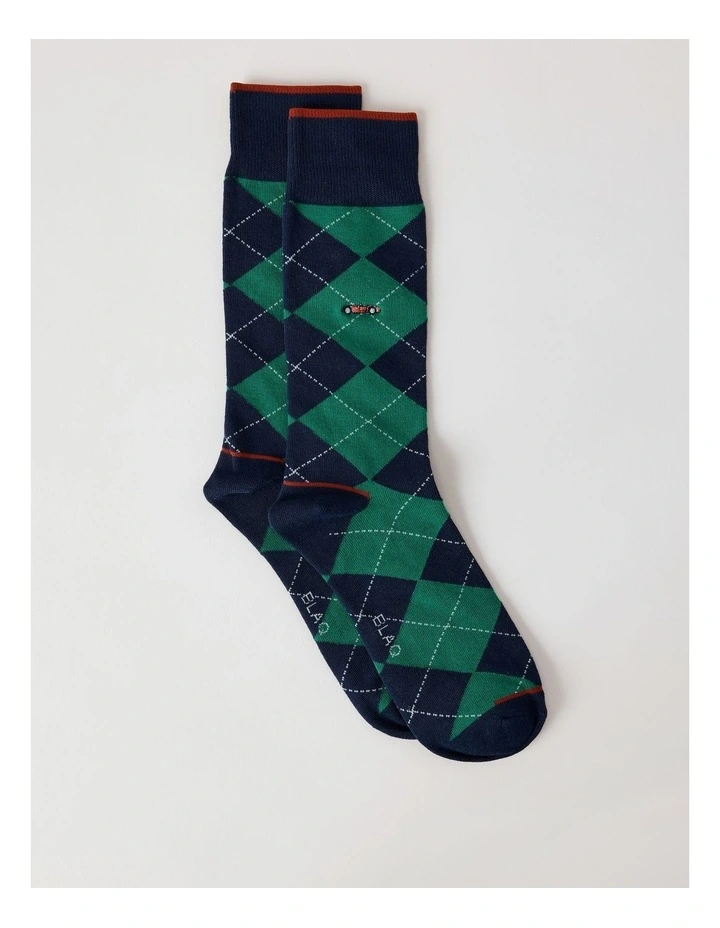 Argyle Car Socks in French Navy image 1