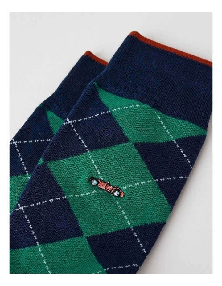 Argyle Car Socks in French Navy image 2