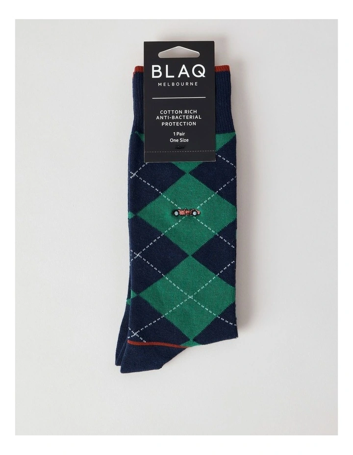 Argyle Car Socks in French Navy image 3