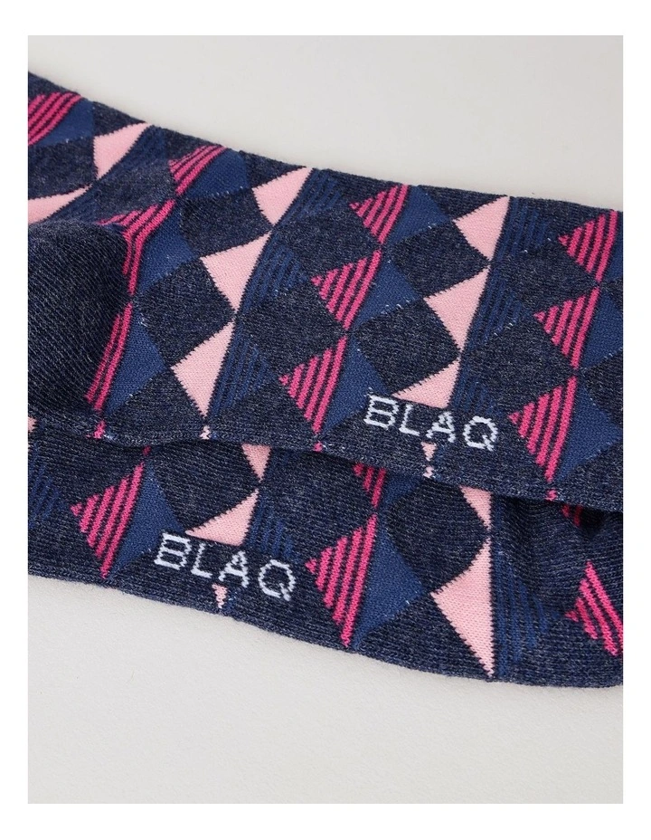 Diamond Geo Socks in French Navy Marle image 2