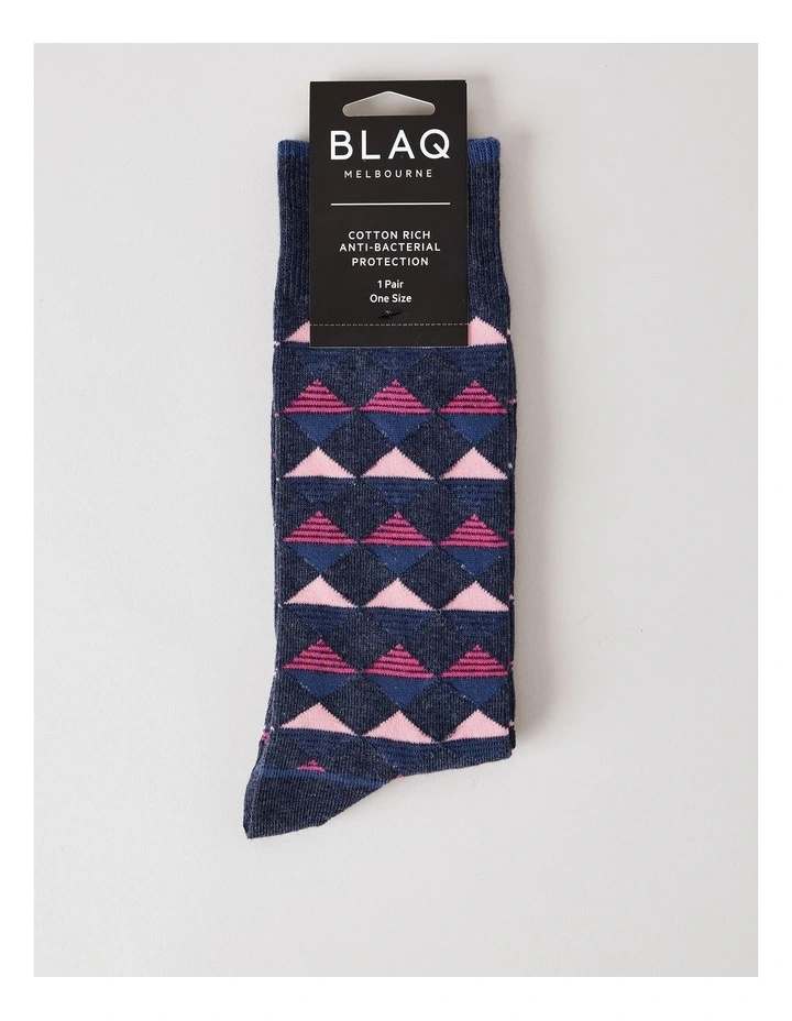 Diamond Geo Socks in French Navy Marle image 3