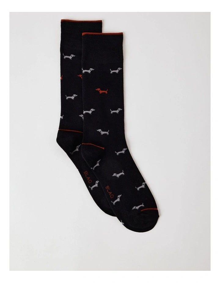 Dogs Bamboo Socks in Black image 1