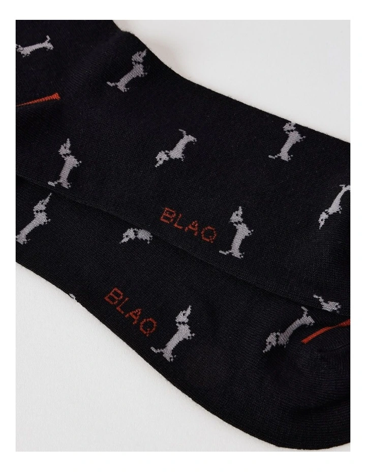 Dogs Bamboo Socks in Black image 2