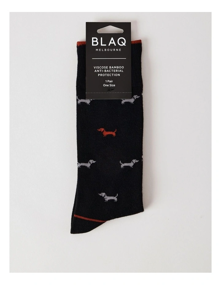 Dogs Bamboo Socks in Black image 3