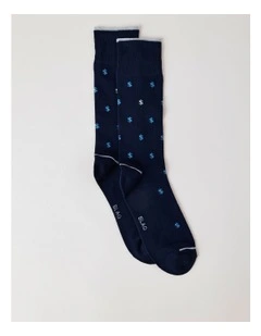 Bamboo Dollars Socks in French Navy