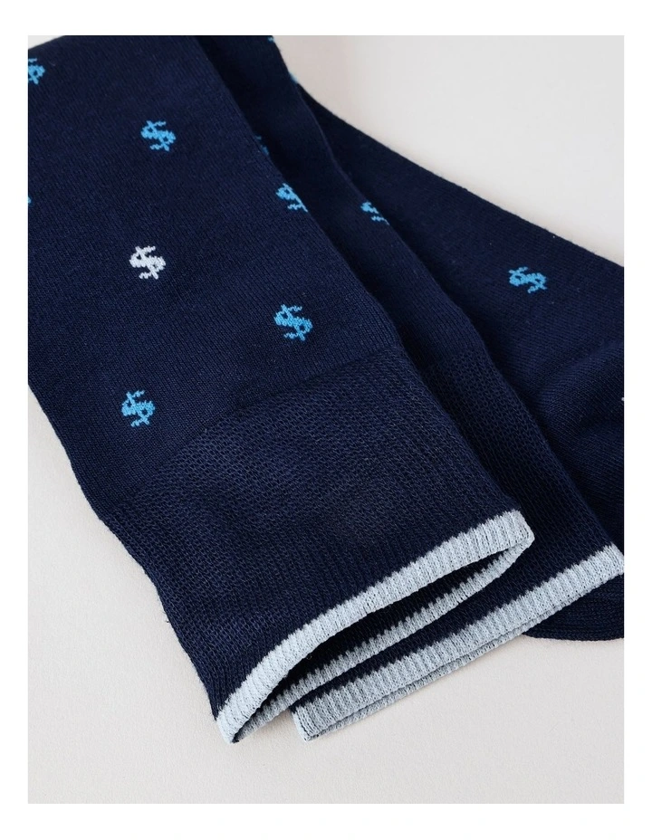 Bamboo Dollars Socks in French Navy image 2