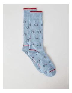 Bike Socks in Light Blue Marle