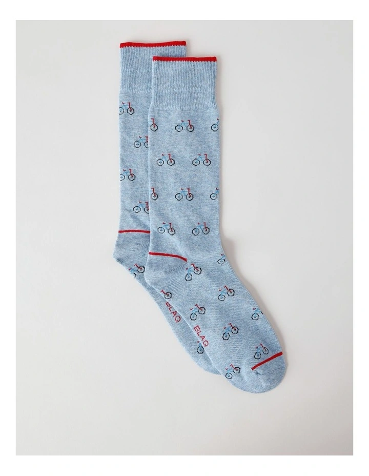 Bike Socks in Light Blue Marle image 1