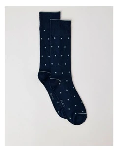 Bamboo Spot Socks in French Navy