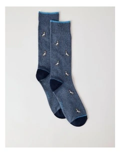 Texture Dogs Cotton Socks in Blue