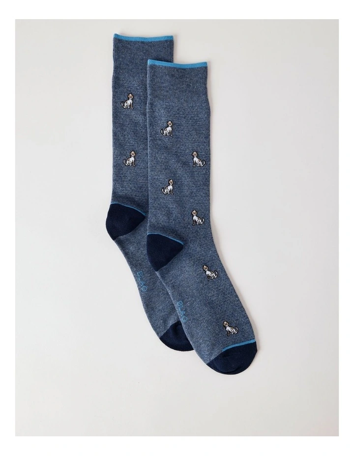 Texture Dogs Cotton Socks in Blue image 1