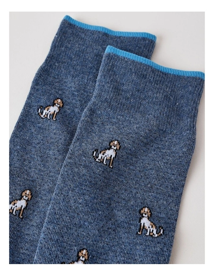 Texture Dogs Cotton Socks in Blue image 2