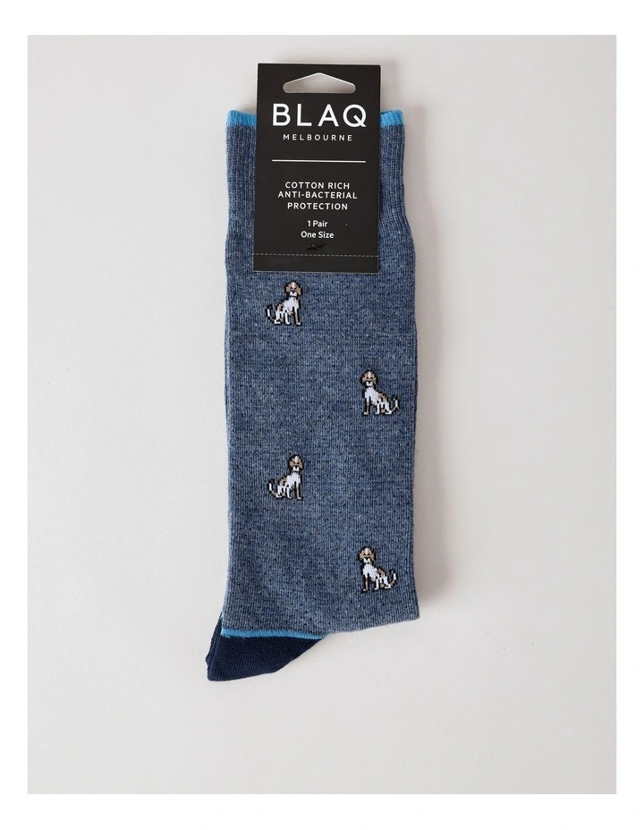 Texture Dogs Cotton Socks in Blue image 3