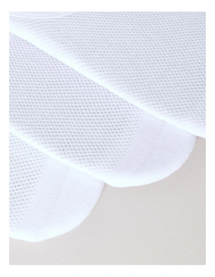 3 Pack Invisible Fit Liner Cotton Socks in White image 2