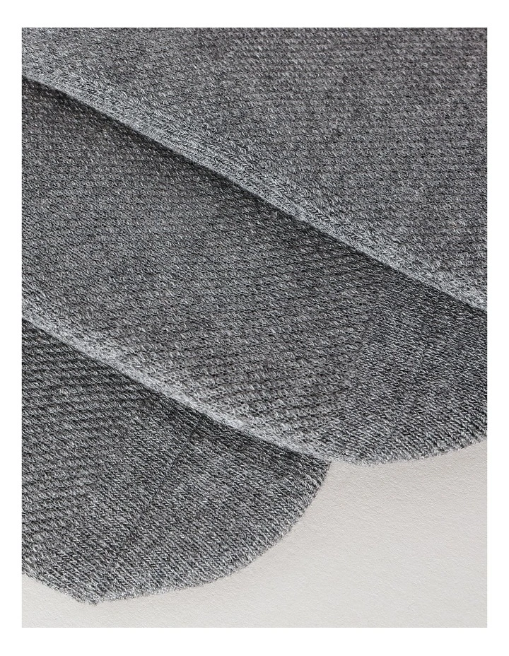 3 Pack Invisible Fit Liner Cotton Socks in Grey image 2