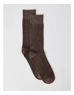 Cotton Waffle Socks in Chocolate