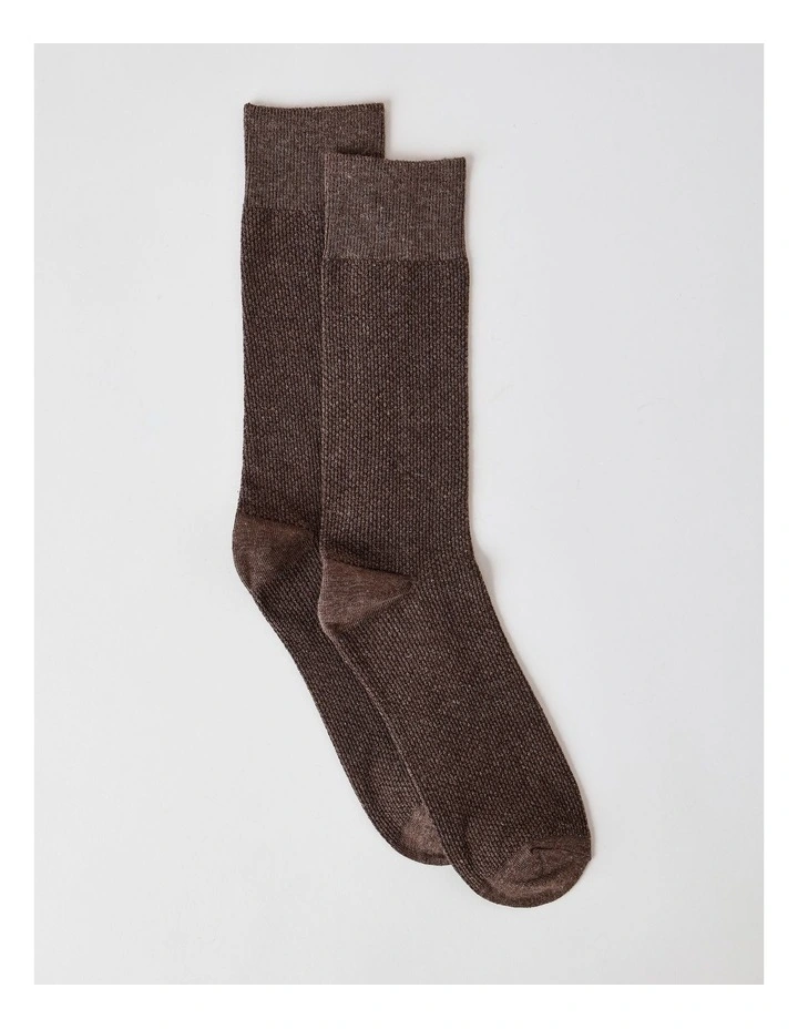 Cotton Waffle Socks in Chocolate image 1