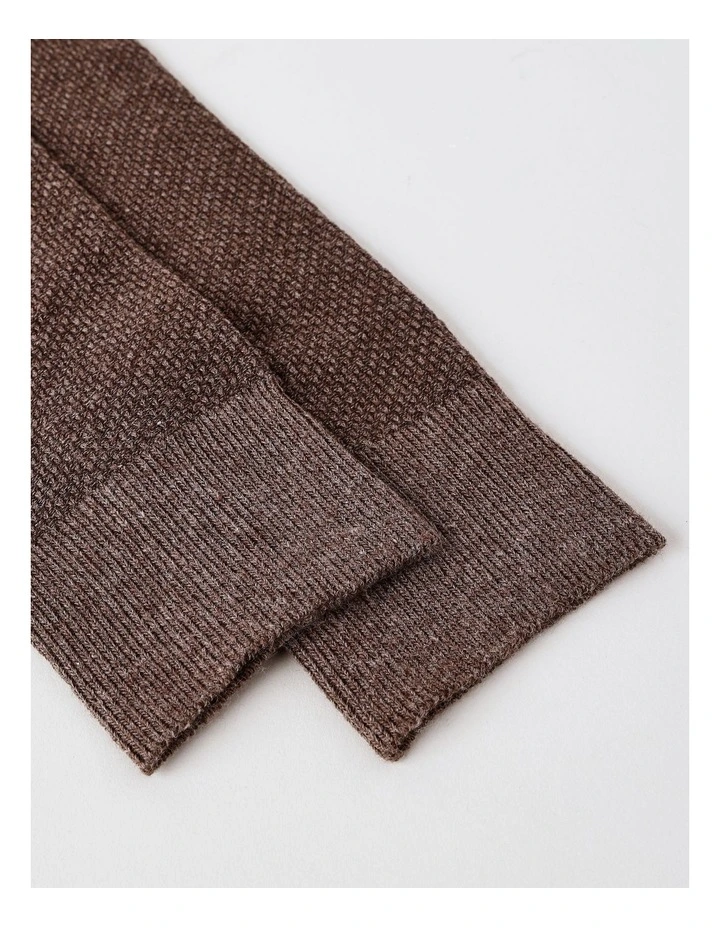 Cotton Waffle Socks in Chocolate image 2