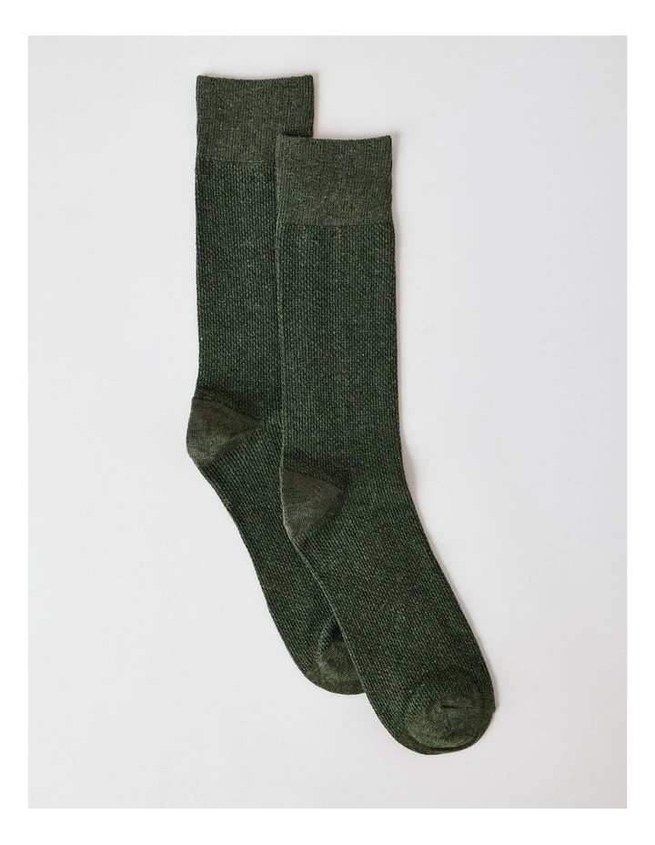Cotton Waffle Socks in Green Slate Marle image 1