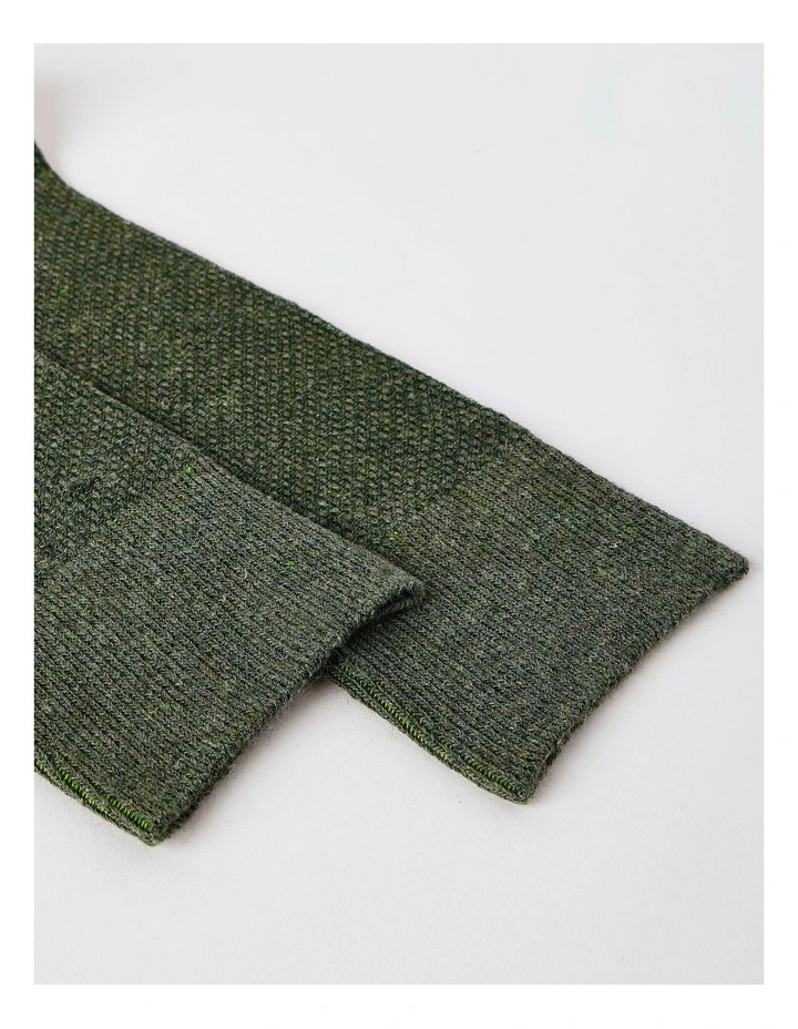 Cotton Waffle Socks in Green Slate Marle image 2