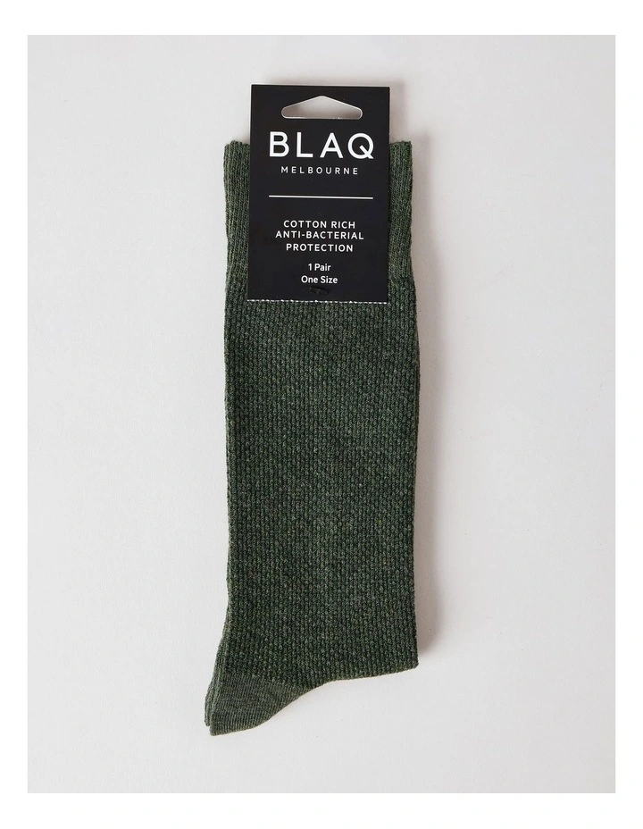Cotton Waffle Socks in Green Slate Marle image 3