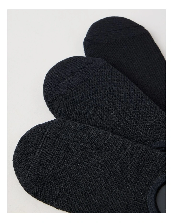 3 Pack Australian Cotton No Show Socks in Black image 2