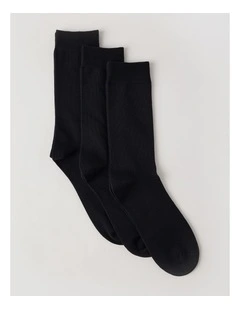 3 Pack Australian Cotton Plain Socks in Black