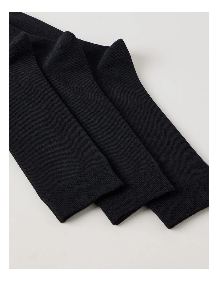 3 Pack Australian Cotton Plain Socks in Black image 2