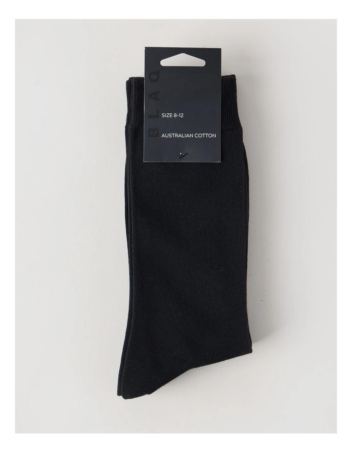 3 Pack Australian Cotton Plain Socks in Black image 3