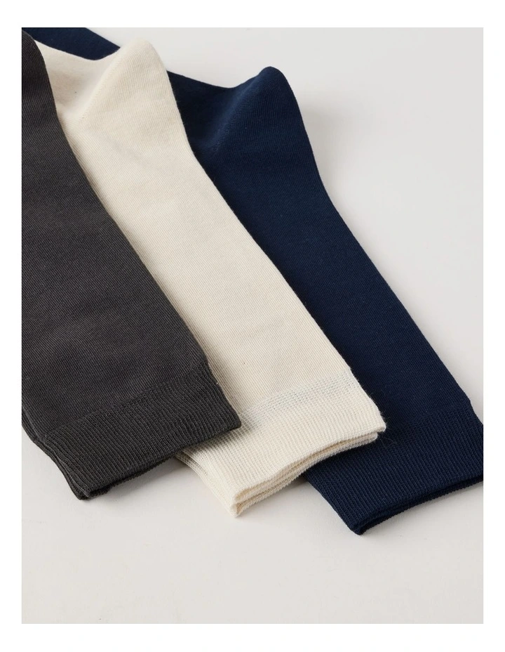 3 Pack Australian Cotton Plain Socks in Pumice, Navy, & Charcoal image 2