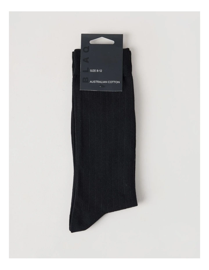Australian Cotton Wide Rib Socks in Black image 3