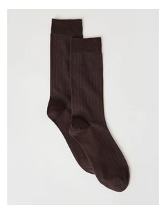 Australian Cotton Wide Rib Socks in Dark Chocolate