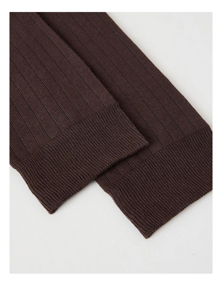 Australian Cotton Wide Rib Socks in Dark Chocolate image 2