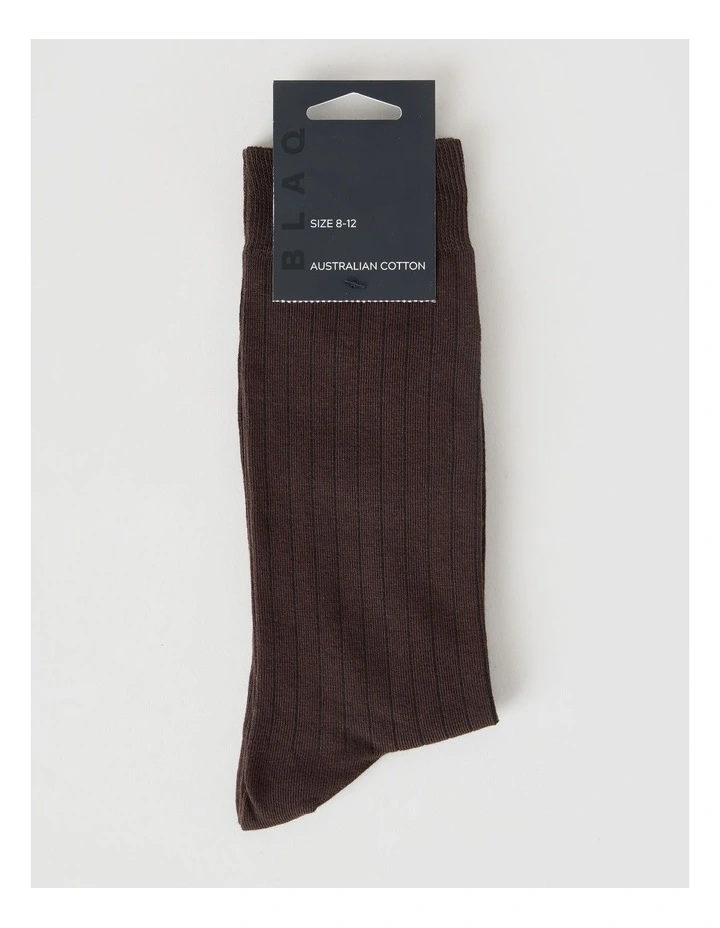 Australian Cotton Wide Rib Socks in Dark Chocolate image 3