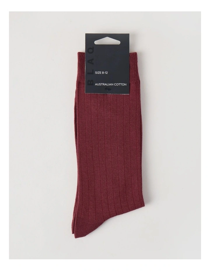 Australian Cotton Wide Rib Socks in Wine image 1