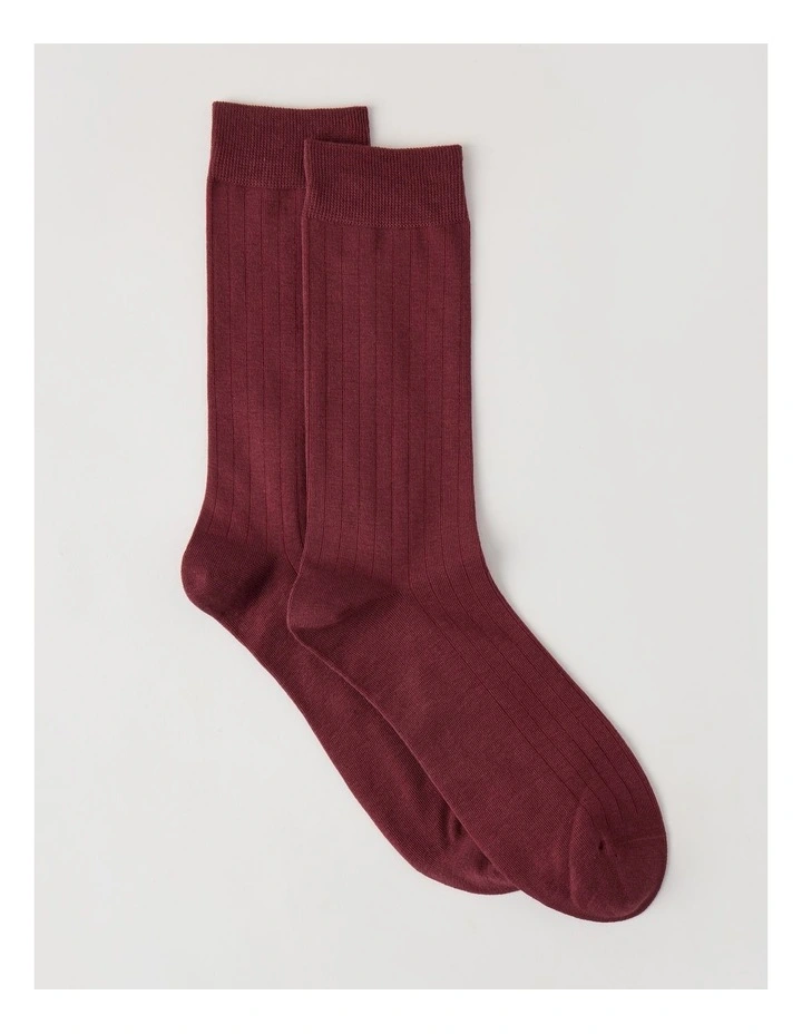 Australian Cotton Wide Rib Socks in Wine image 2