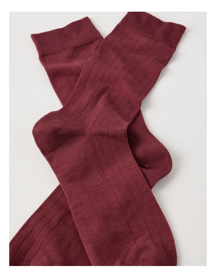Australian Cotton Wide Rib Socks in Wine image 3