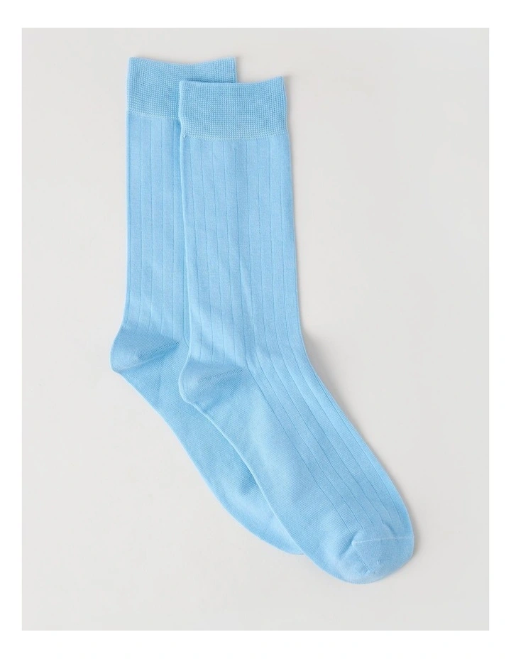 Australian Cotton Wide Rib Socks in Soft Blue image 1