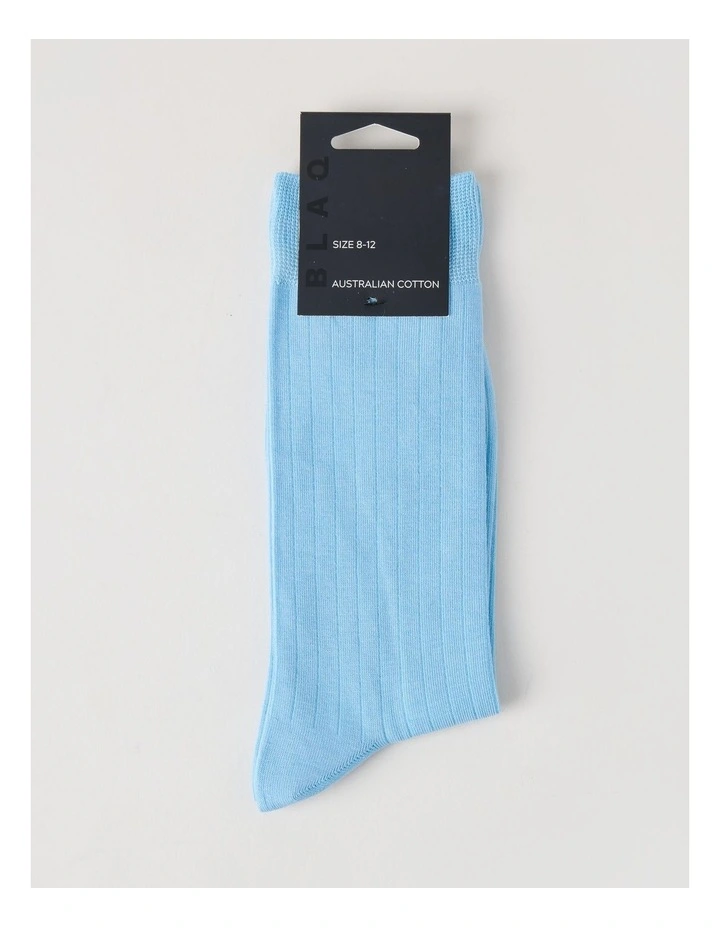Australian Cotton Wide Rib Socks in Soft Blue image 3