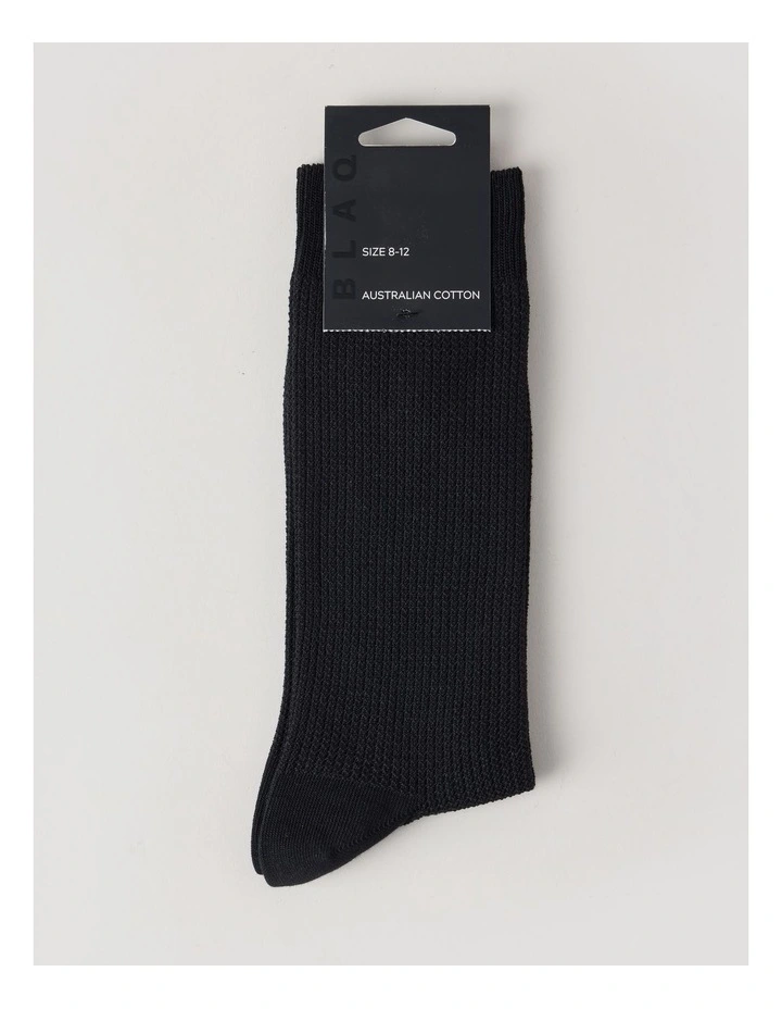 Australian Cotton Waffle Socks in Black image 2