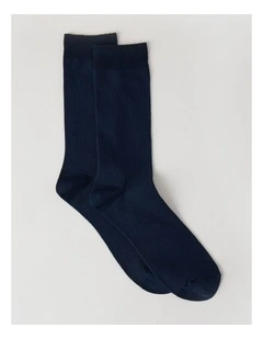 Australian Cotton Waffle Socks in Navy